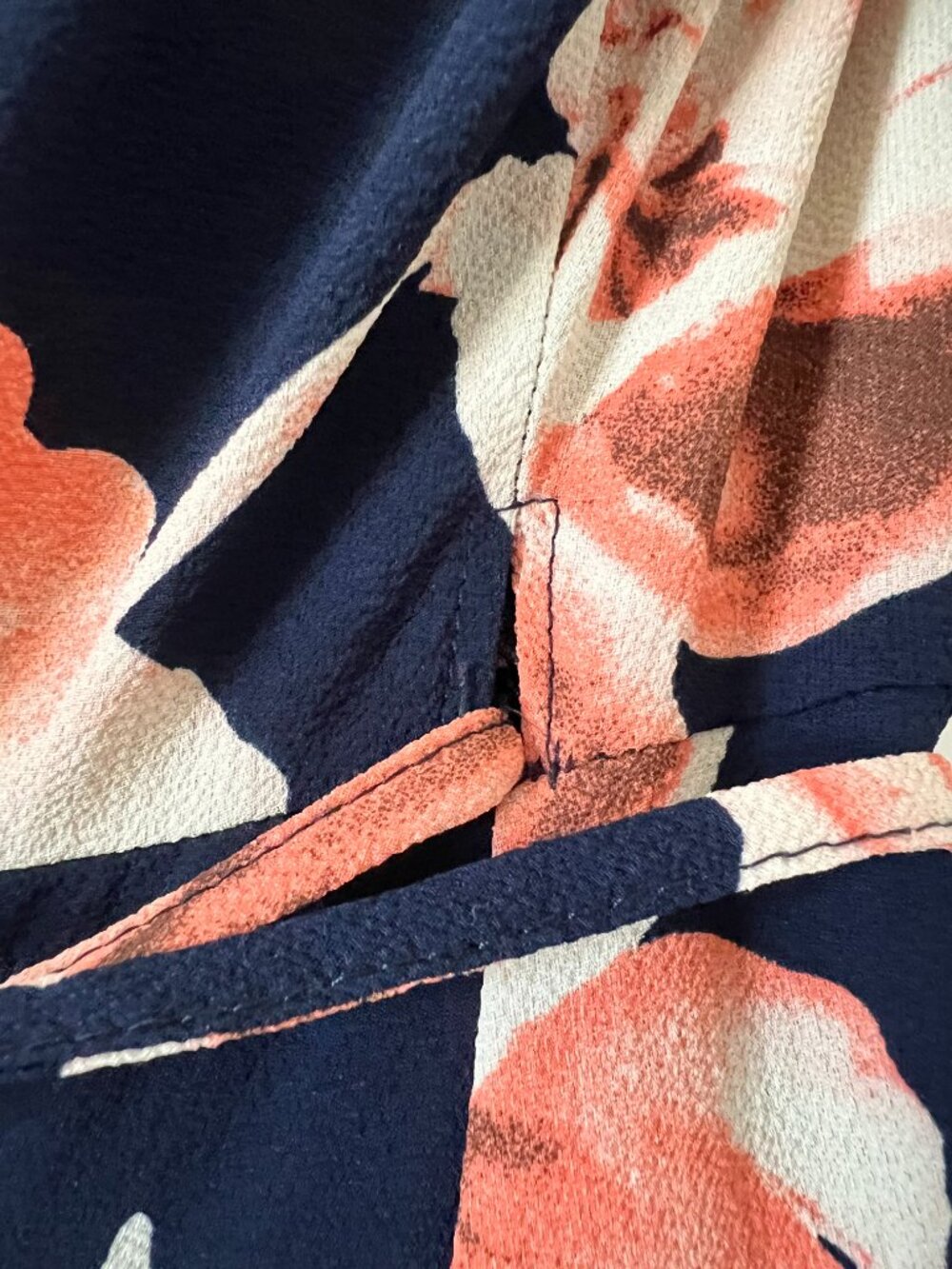 Peppermint Navy Coral Floral High-Low‎ Wrap Maxi Dress L Flutter Sleeve - Picture 7 of 16